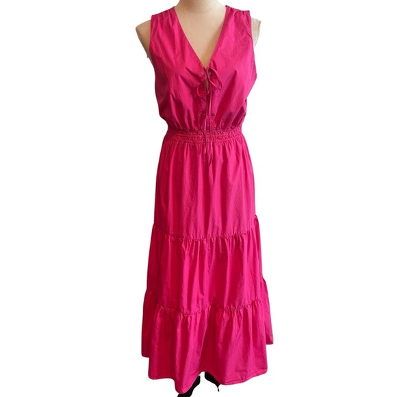 Steve Madden Pink Tiered Maxi Dress Medium Sundress Resortwear Vacation Summer - Picture 1 of 13